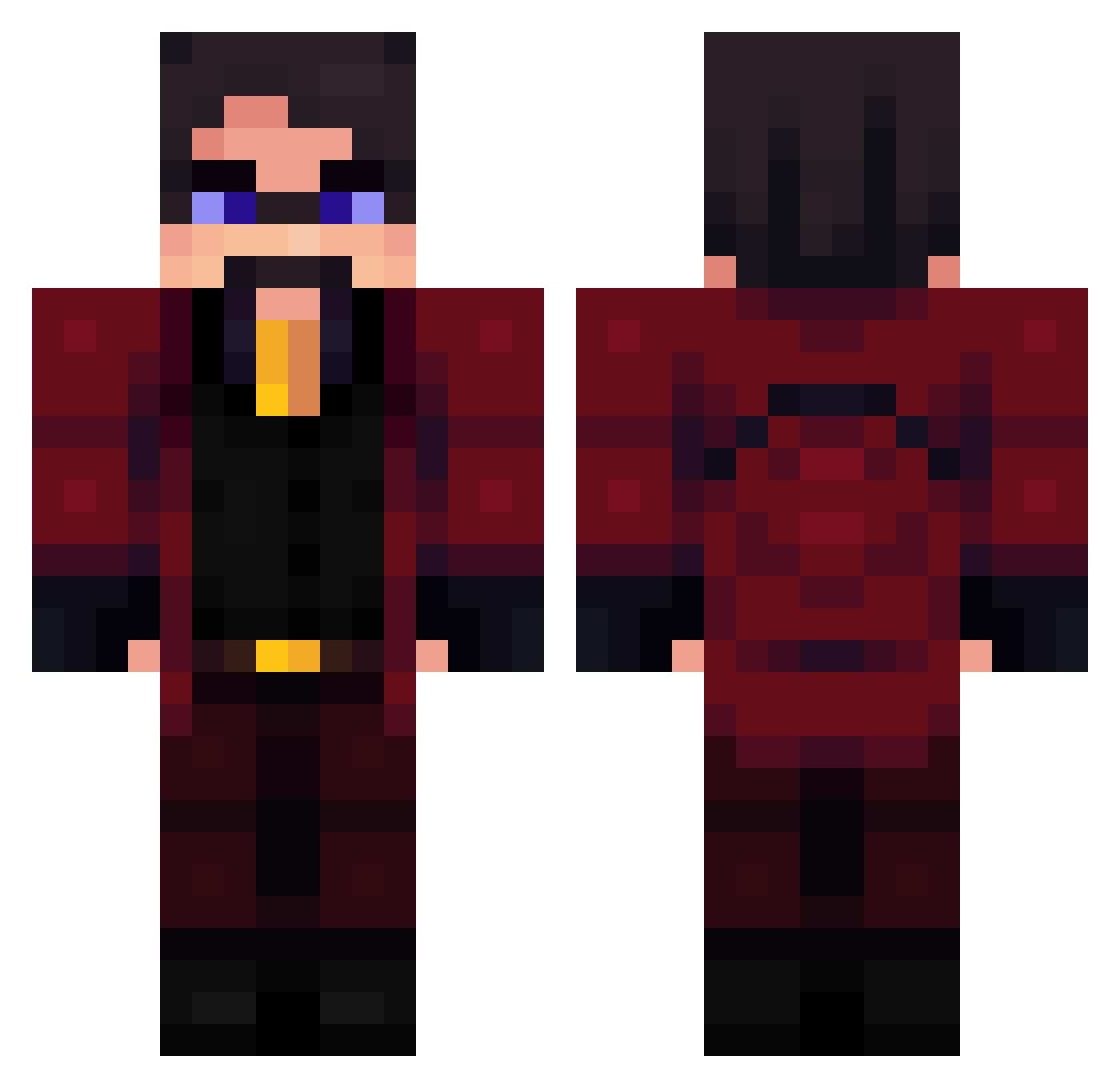 ApolixoSland Minecraft skin, front and back view
