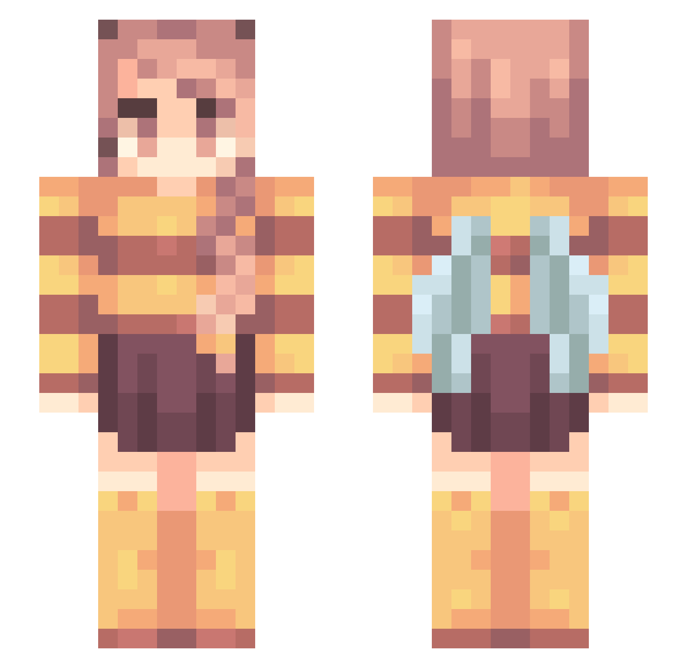 LadySlushii Minecraft skin, front and back view