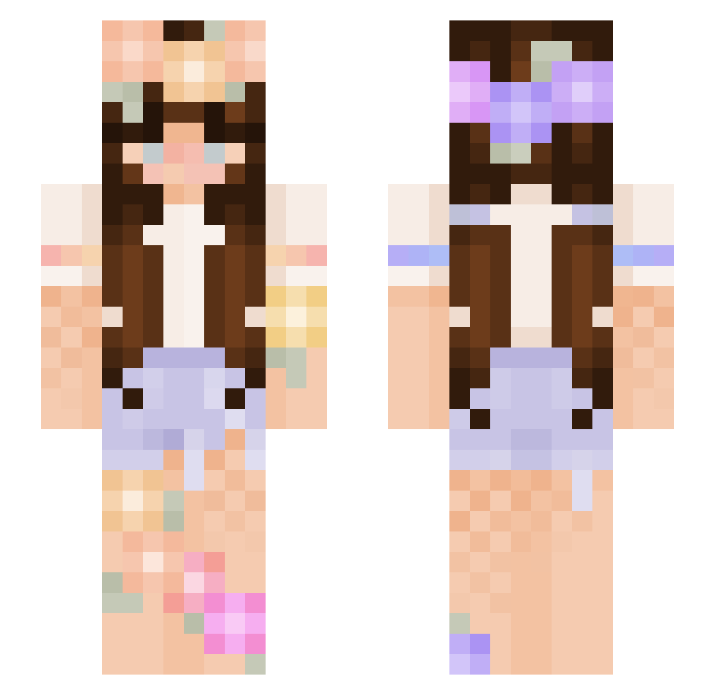 simpx Minecraft skin, front and back view