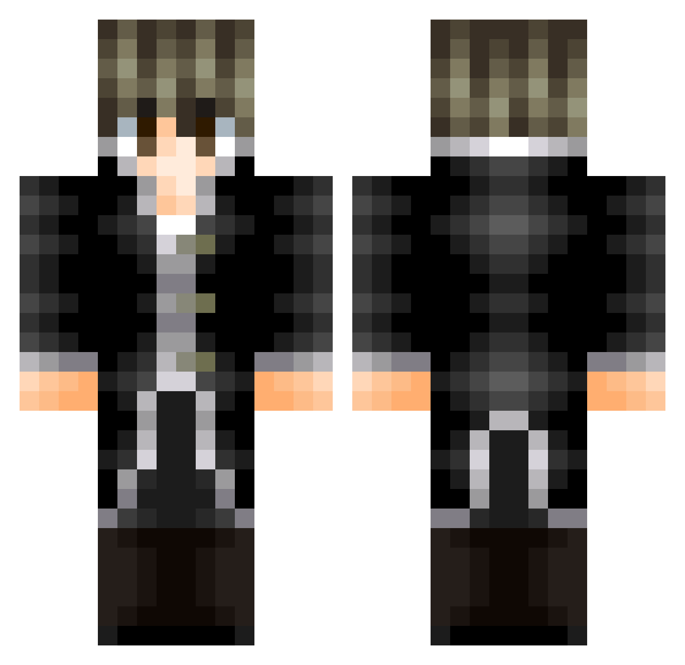 Naylok Minecraft skin, front and back view