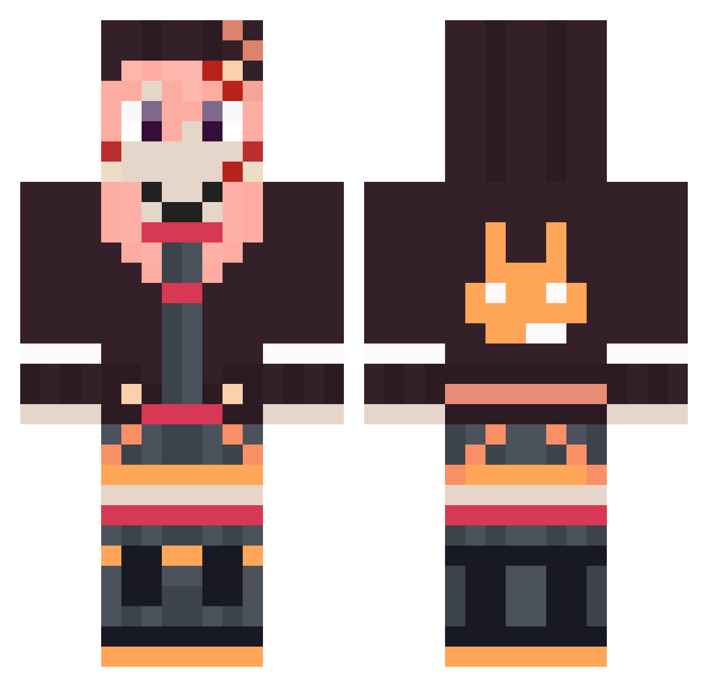 caren Minecraft skin, front and back view