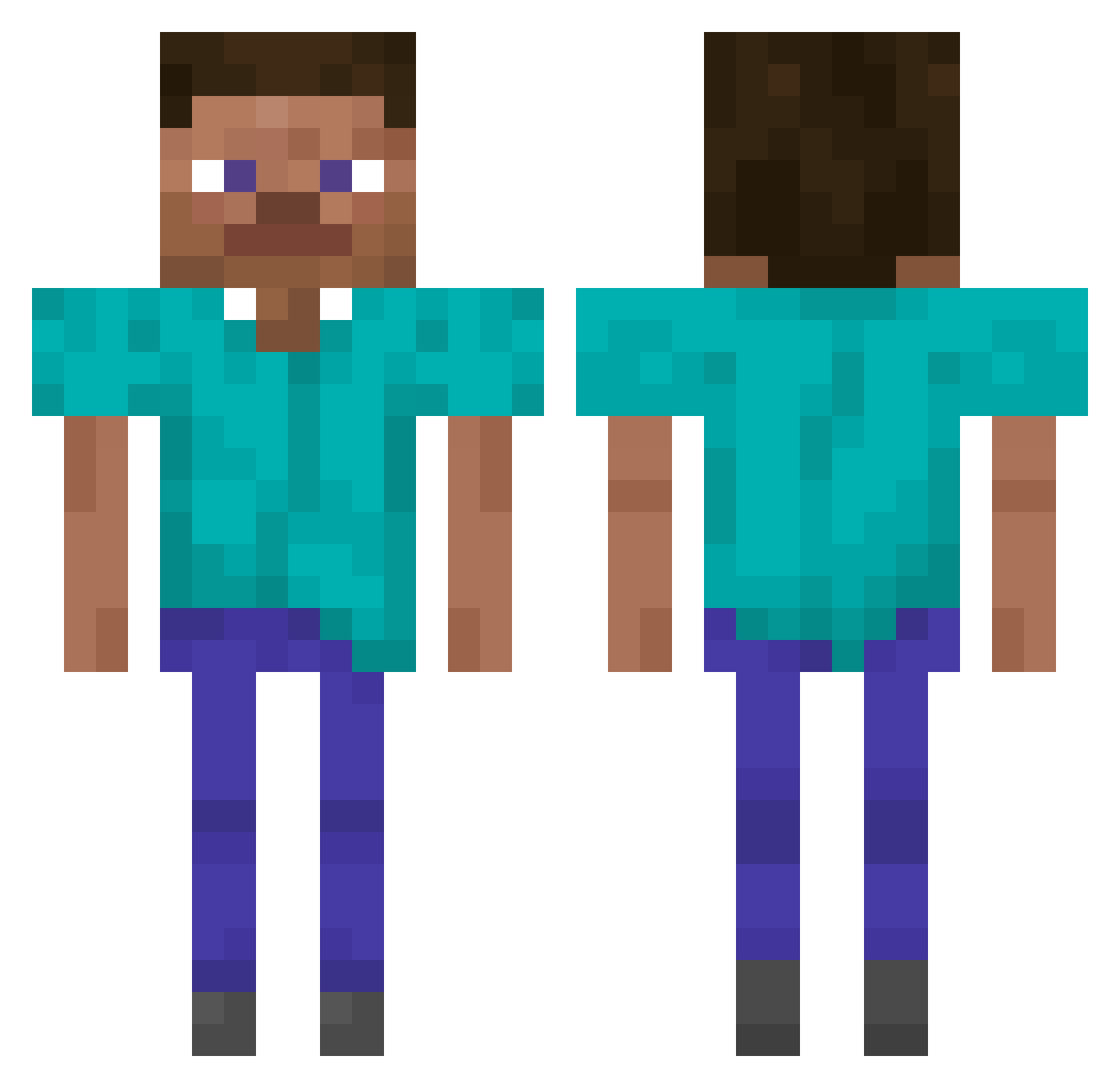 ZecaGOAT Minecraft skin, front and back view