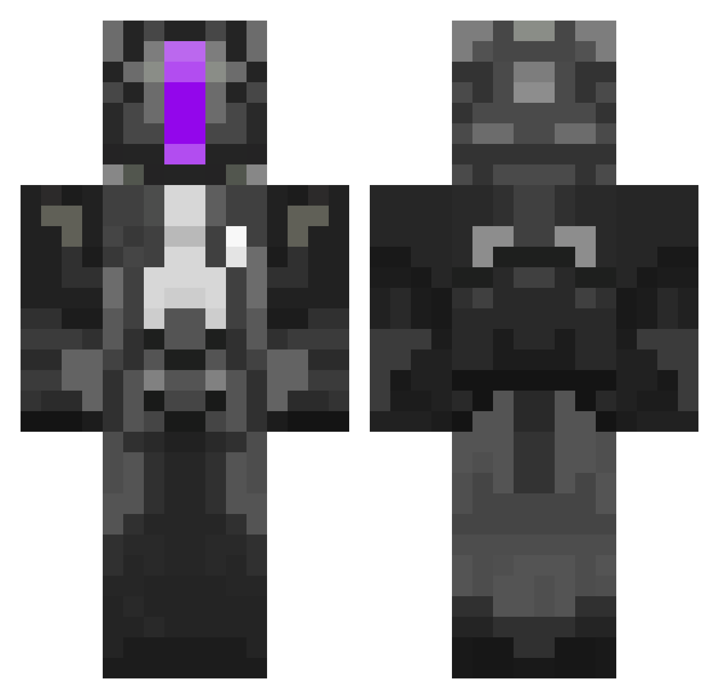 Vorelock Minecraft skin, front and back view