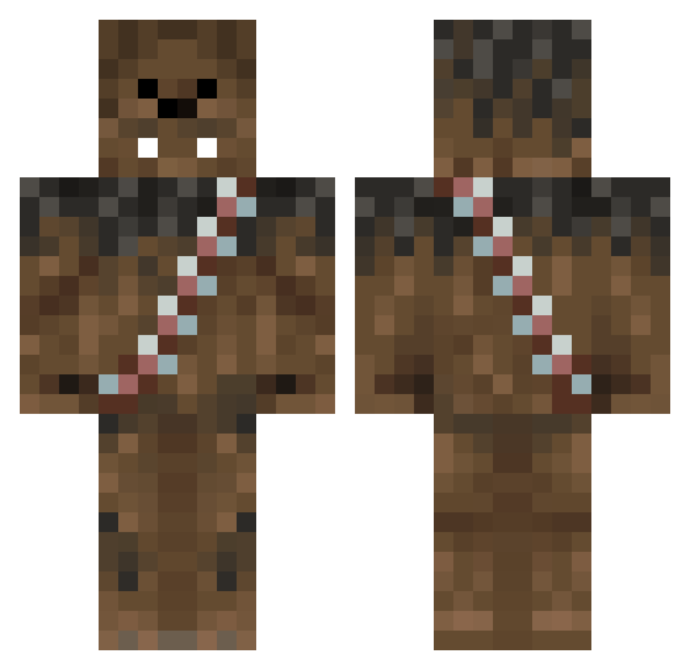 Asianchewy Minecraft skin, front and back view