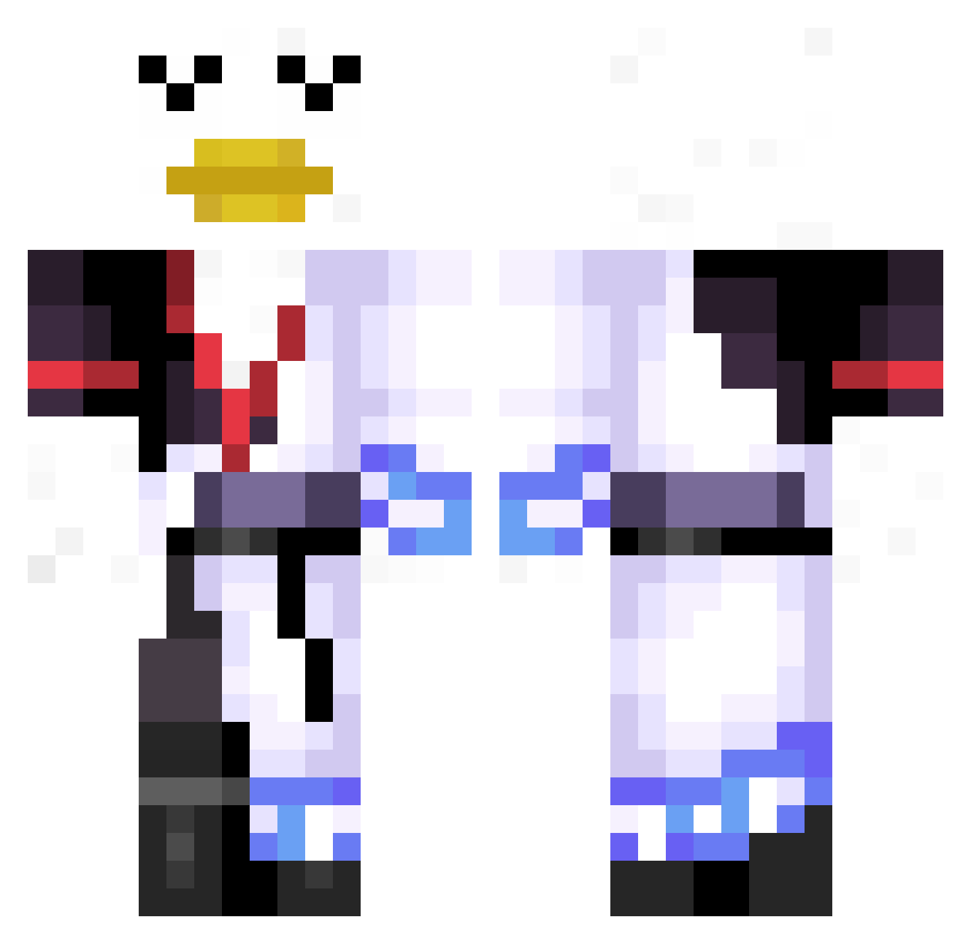 Tekkary Minecraft skin, front and back view