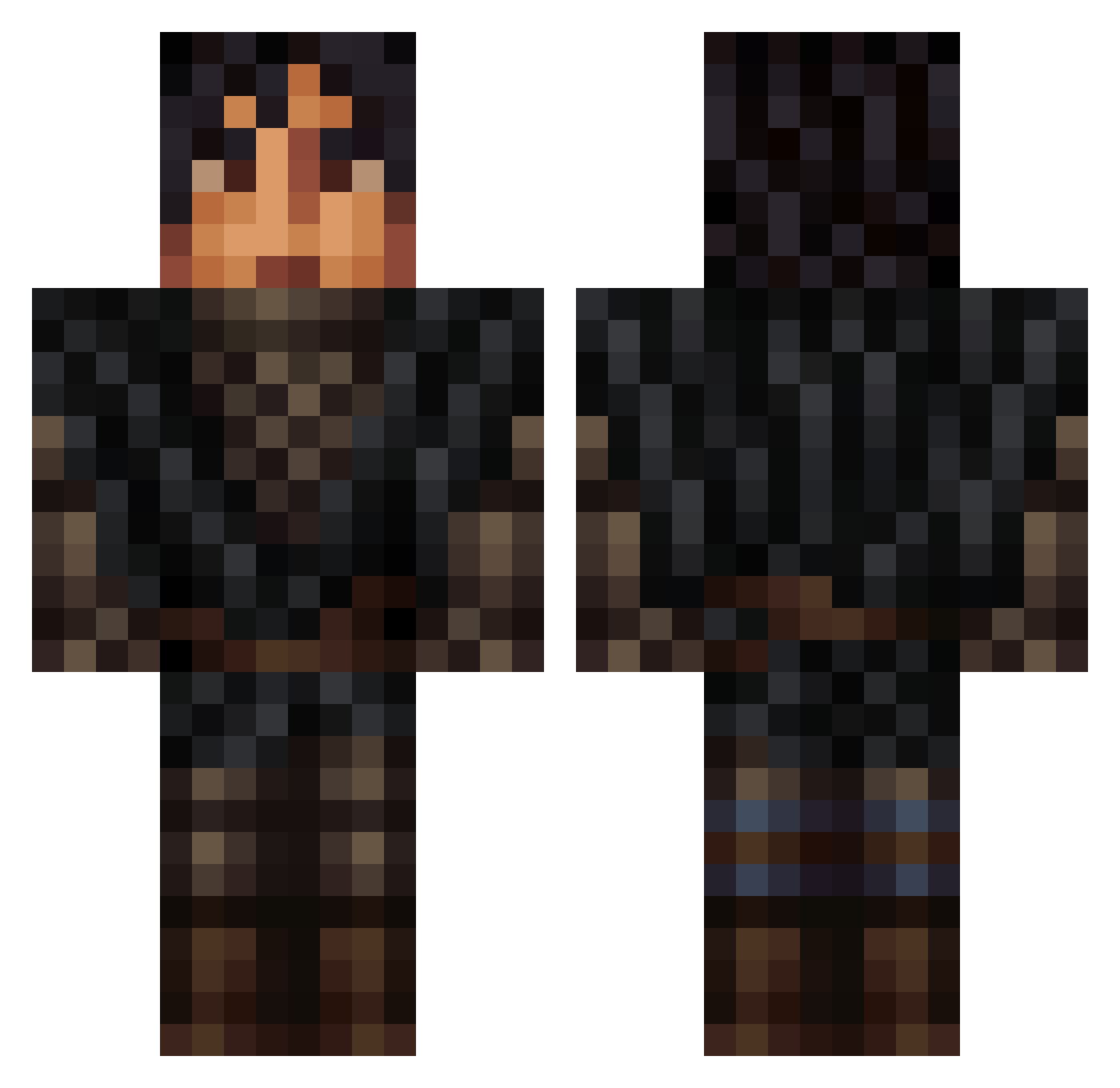 Brigandry Minecraft skin, front and back view
