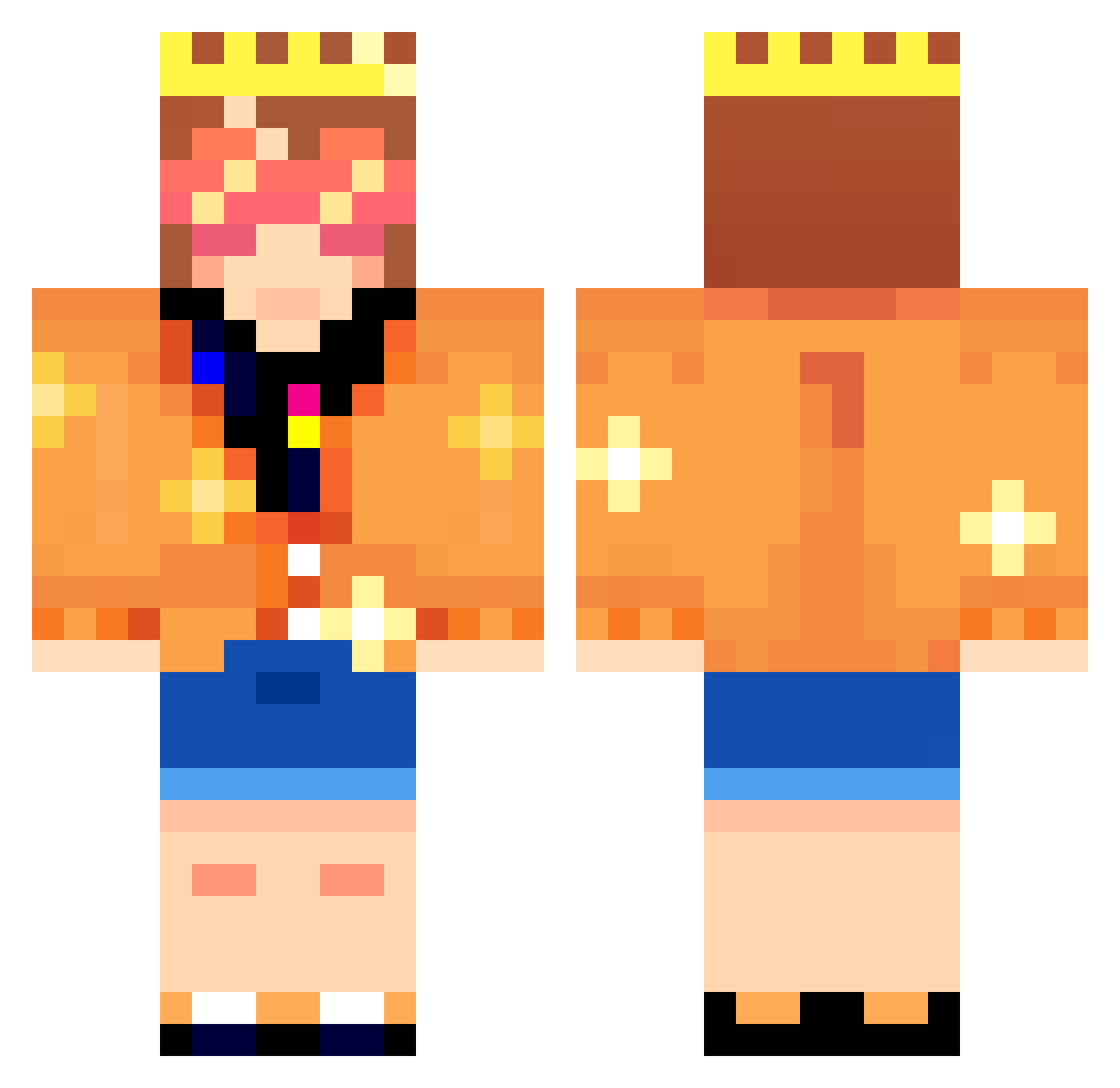 squiddoishere Minecraft skin, front and back view