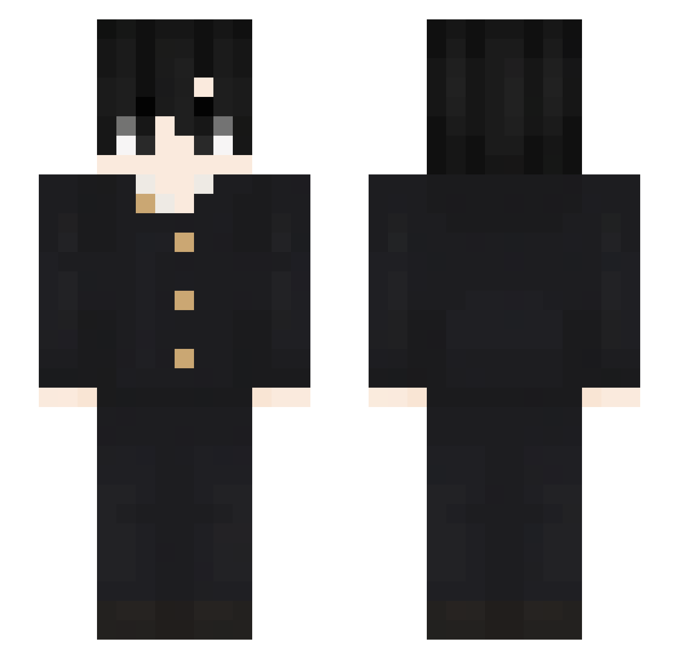 Jyede Minecraft skin, front and back view