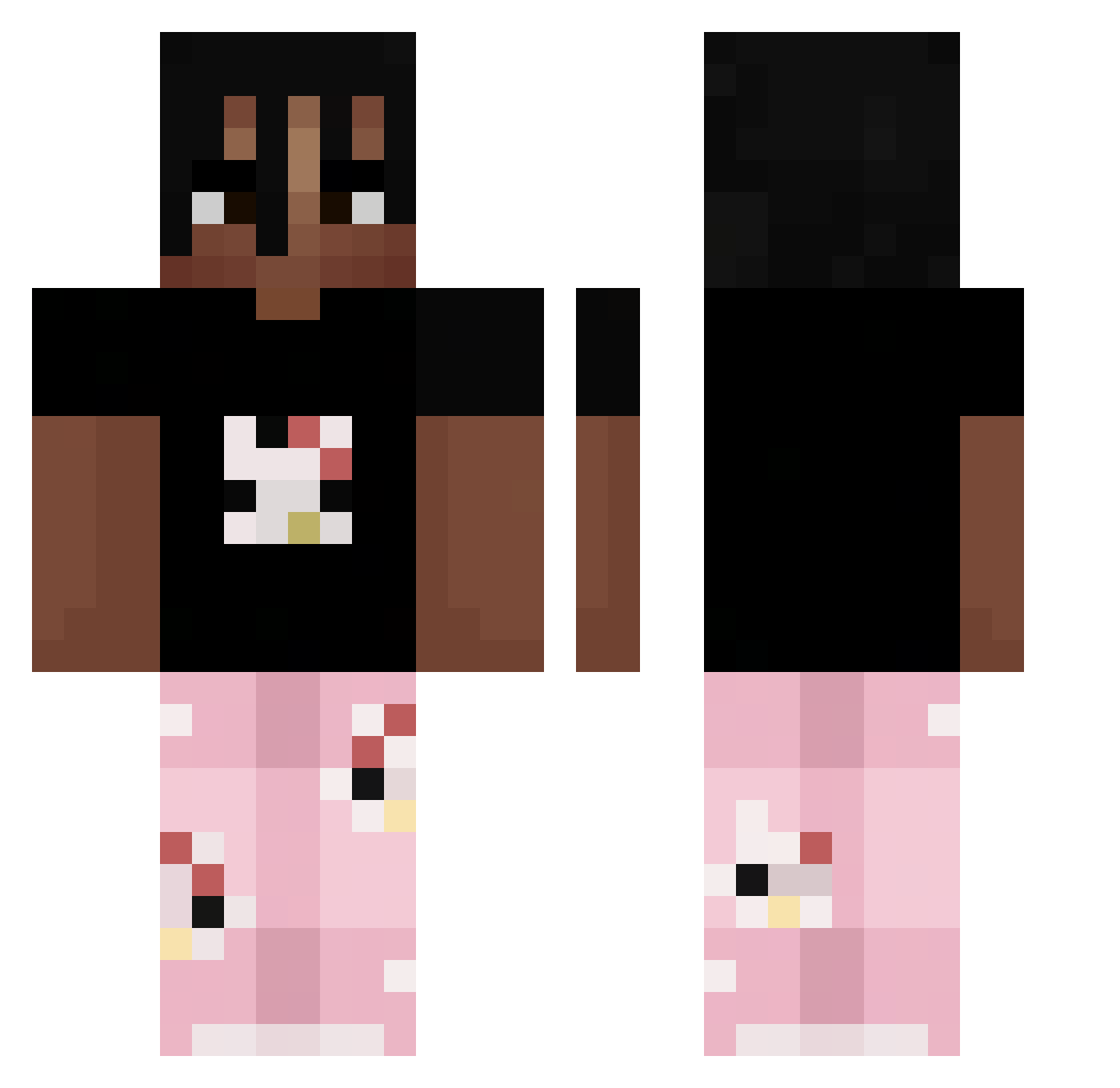 kochamstupki Minecraft skin, front and back view