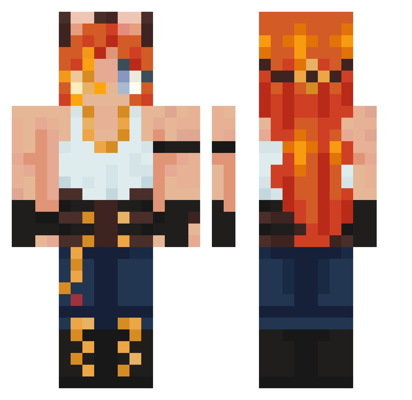 obrlee Minecraft skin, front and back view