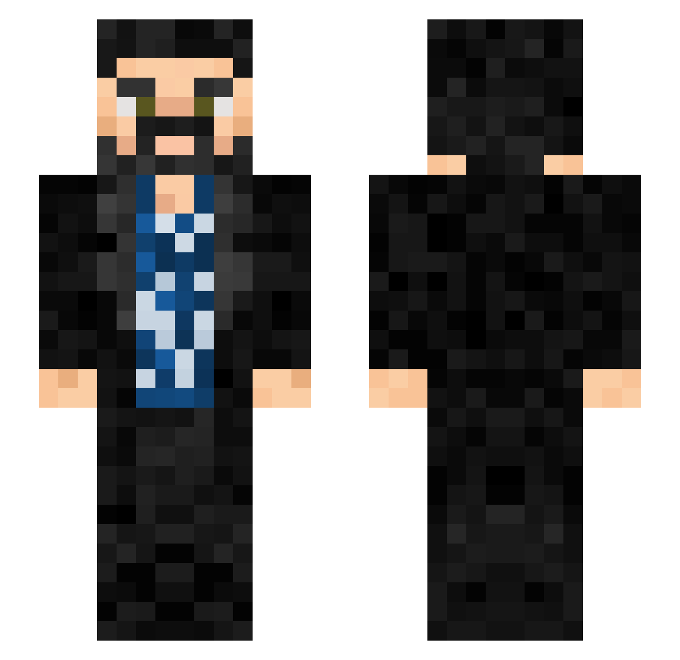 pwrker Minecraft skin, front and back view