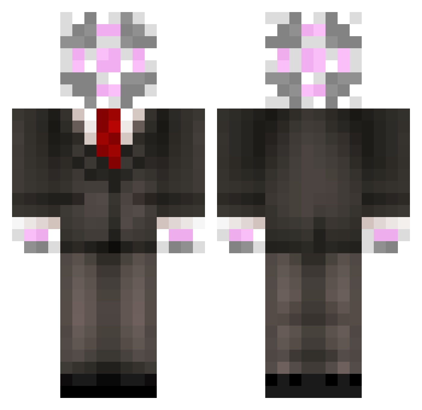 SpyPossum Minecraft skin, front and back view