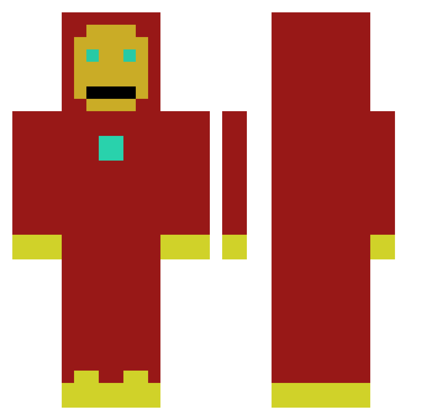 Zackattack46 Minecraft skin, front and back view