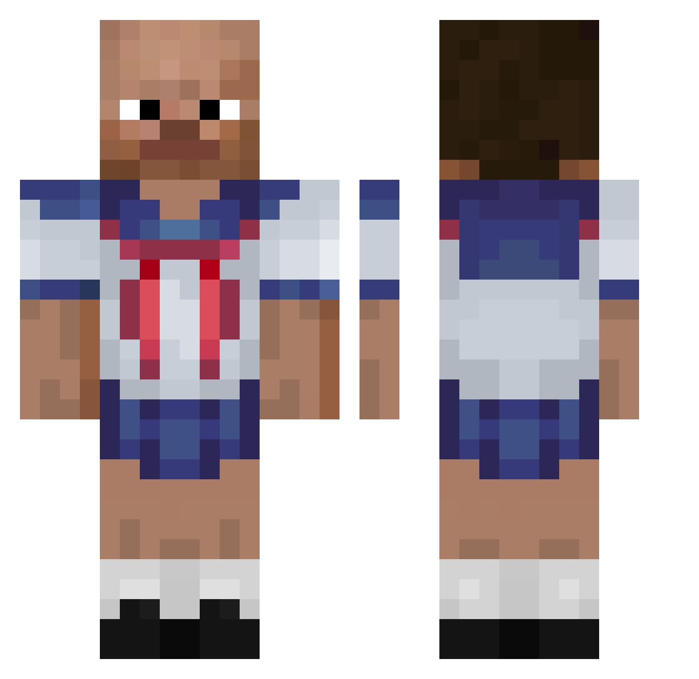 Nsrf Minecraft skin, front and back view