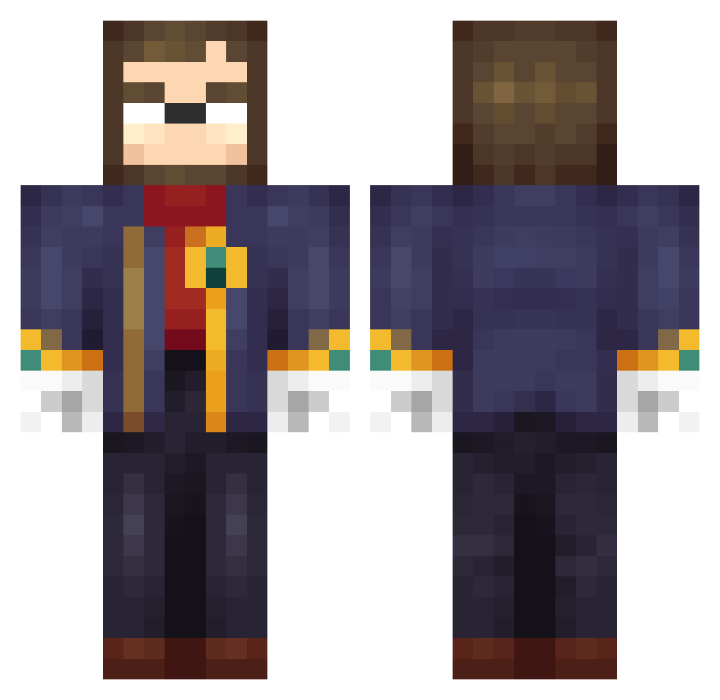 Refexinator Minecraft skin, front and back view