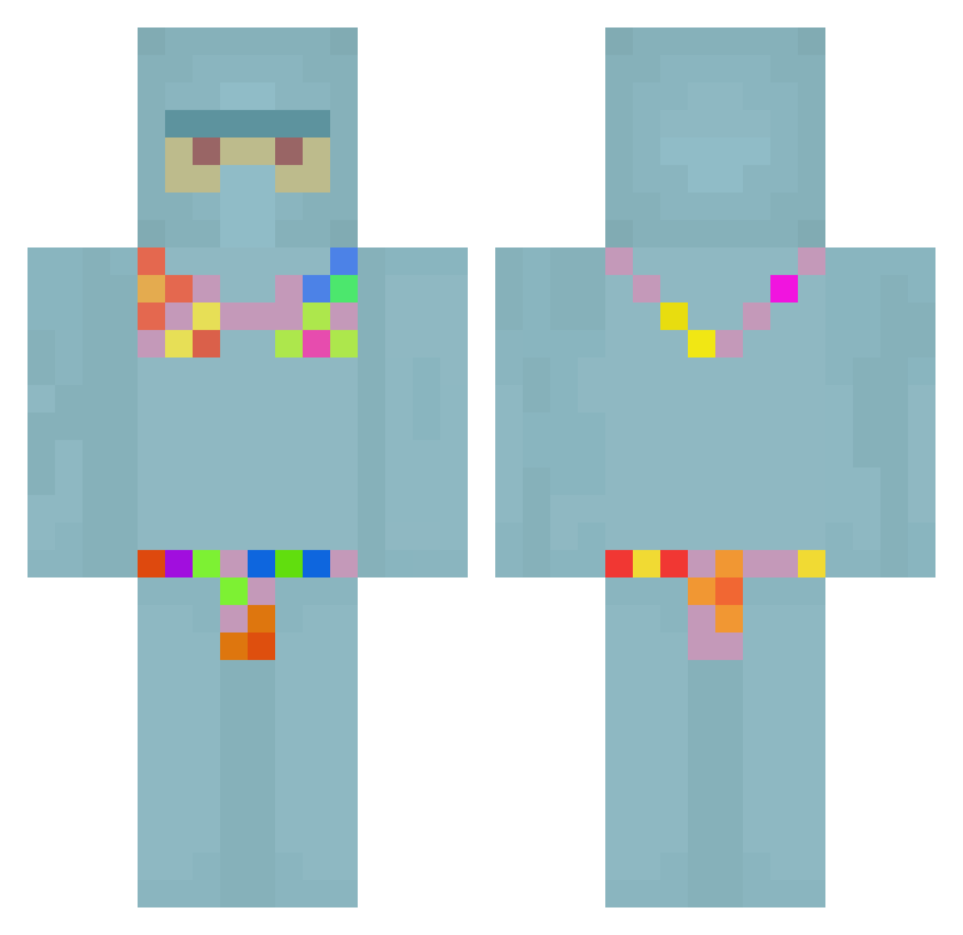 DumbDan Minecraft skin, front and back view