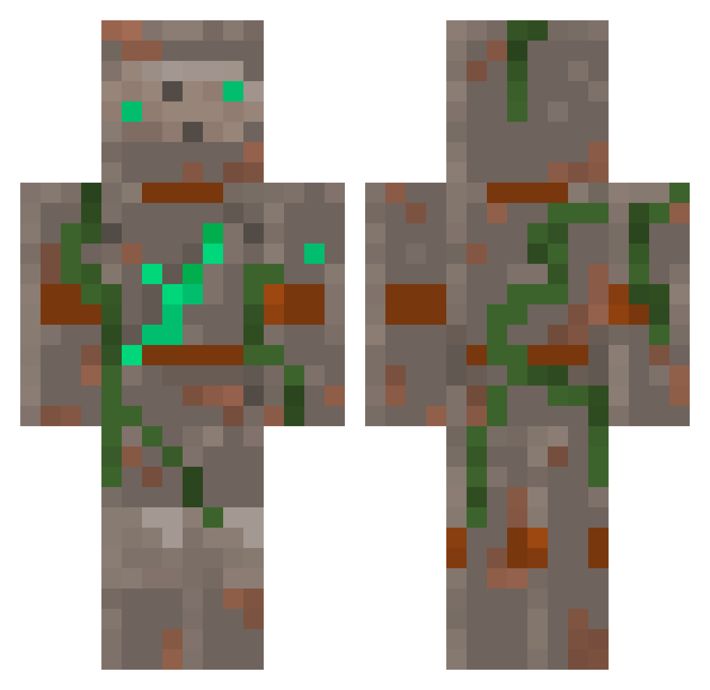 Rus2y Minecraft skin, front and back view