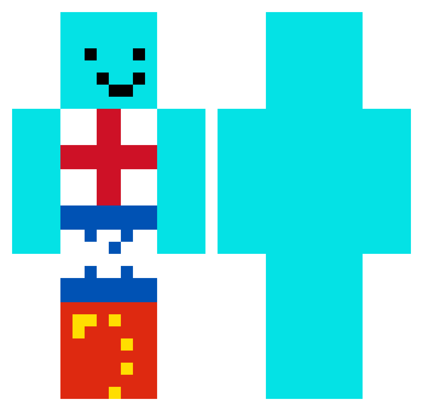 RedstoneWolfey Minecraft skin, front and back view