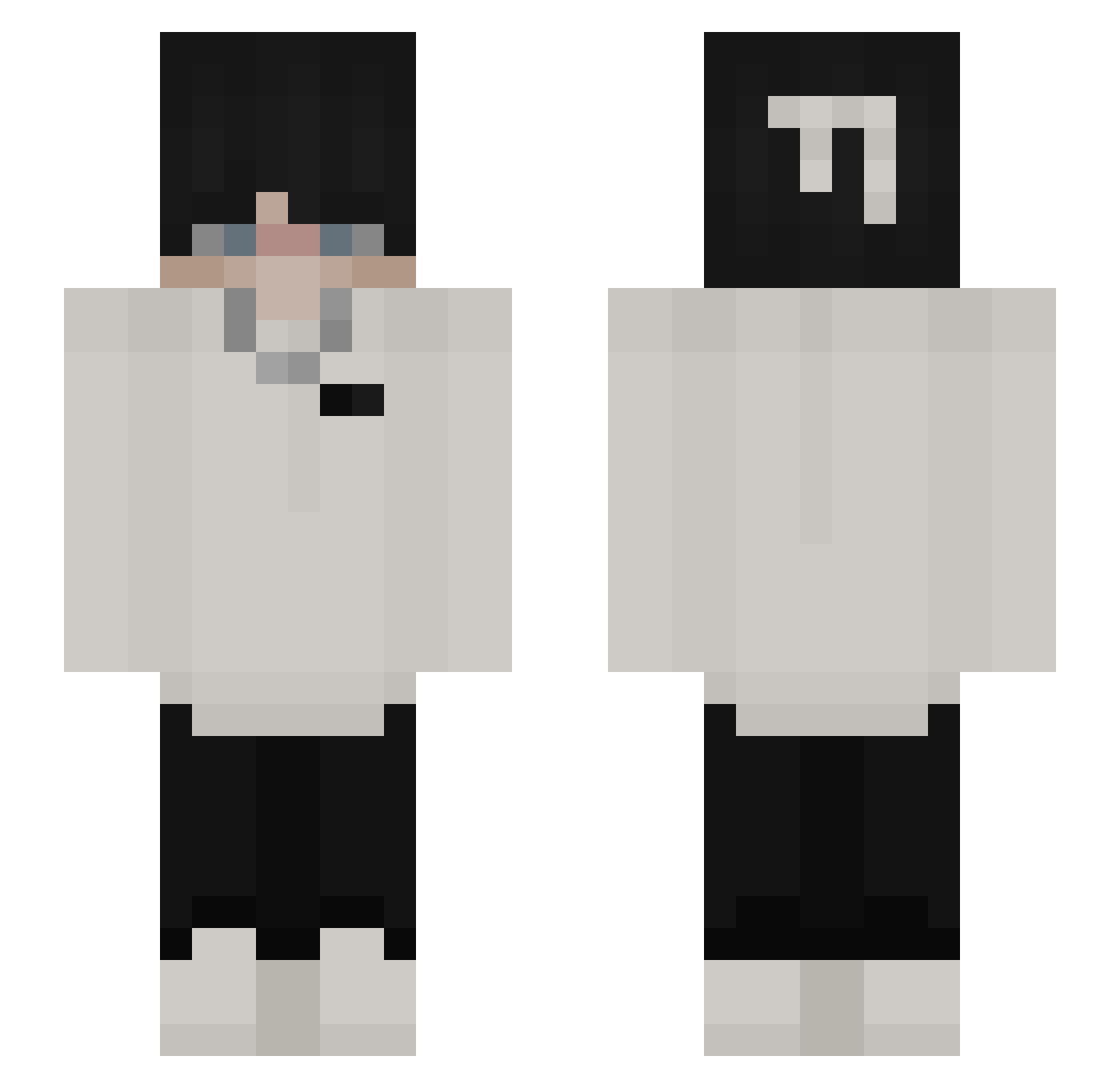ZutraLow Minecraft skin, front and back view