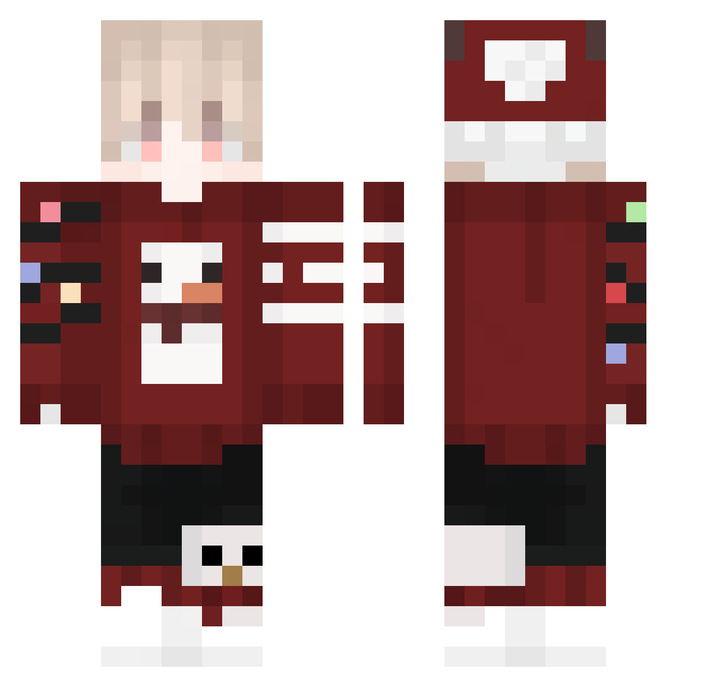 WangYu001 Minecraft skin, front and back view