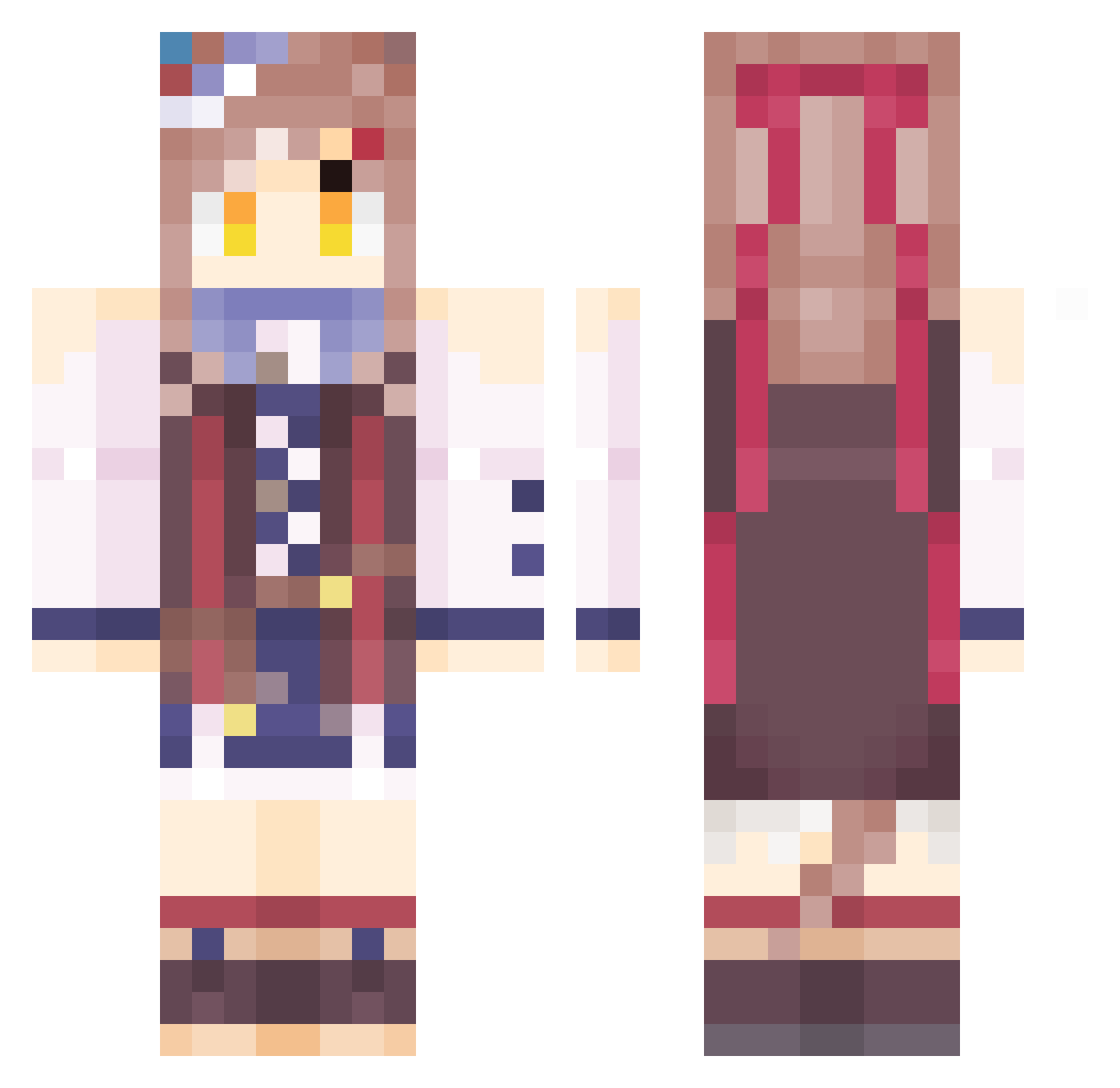 KVKAKA Minecraft skin, front and back view