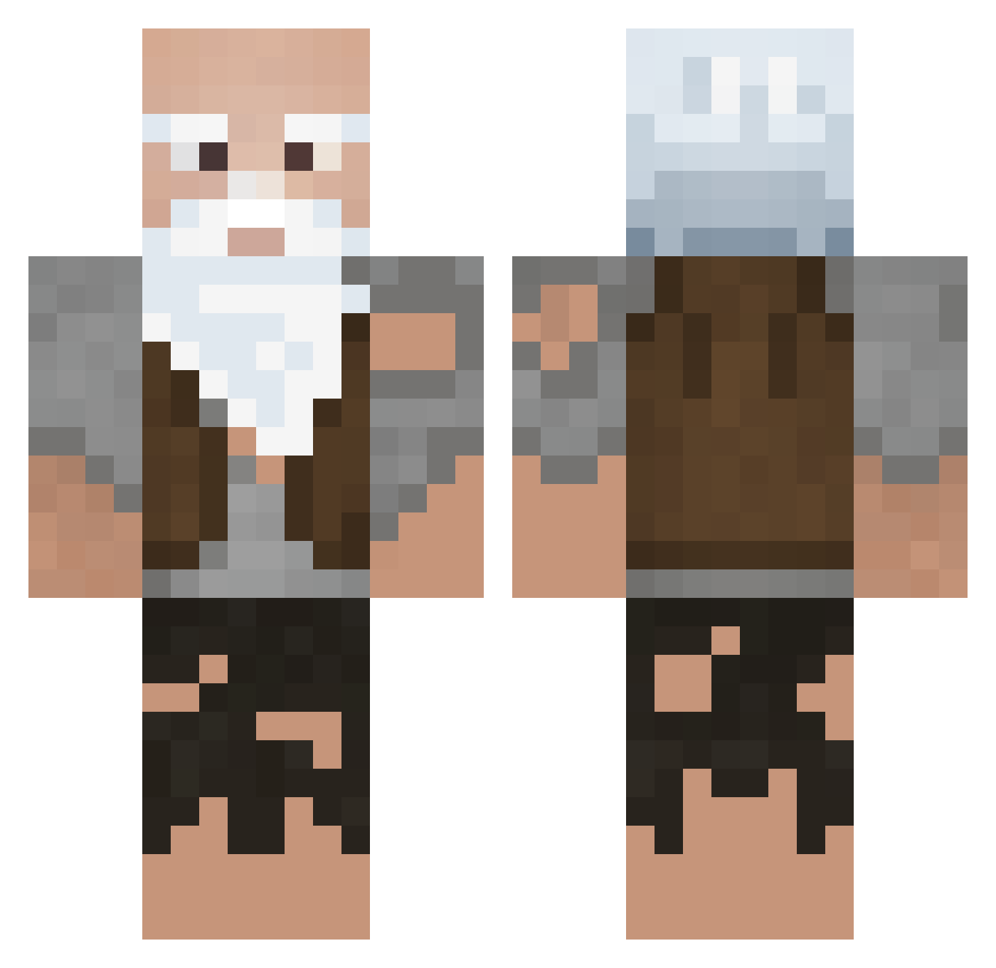 Quonwy Minecraft skin, front and back view