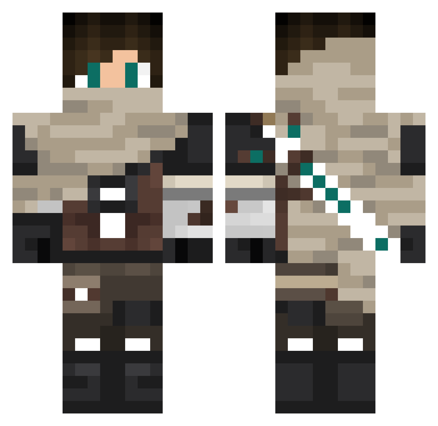 Dispous Minecraft skin, front and back view