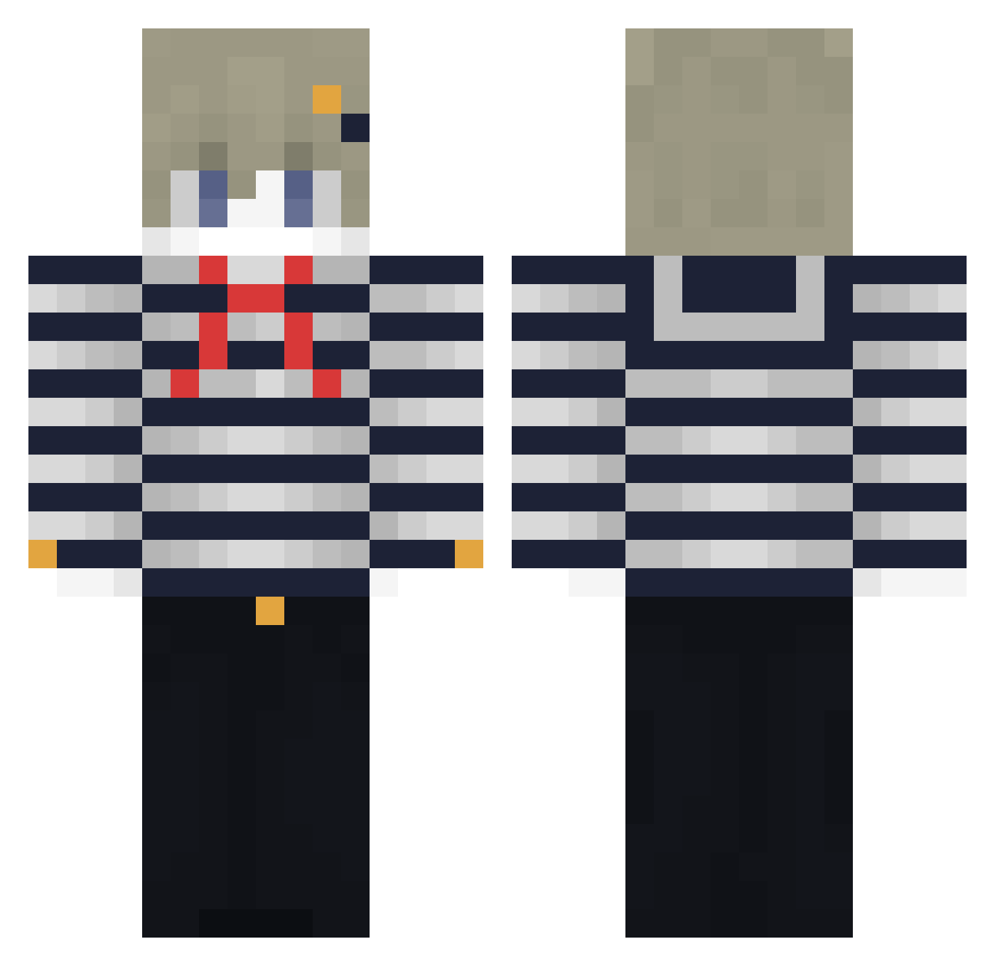 0RBEEZ Minecraft skin, front and back view