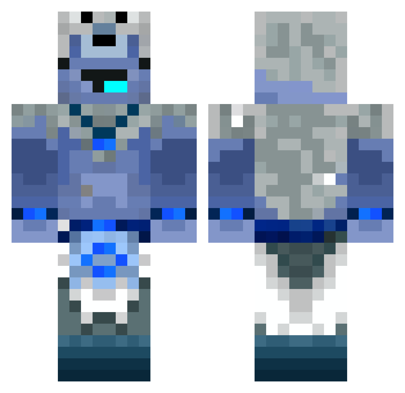 MuffinDNB Minecraft skin, front and back view