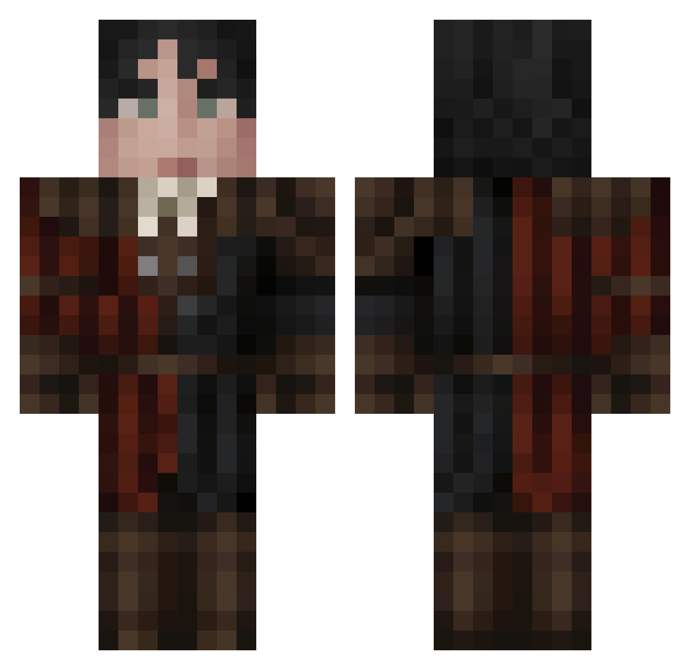 Sebbysc Minecraft skin, front and back view