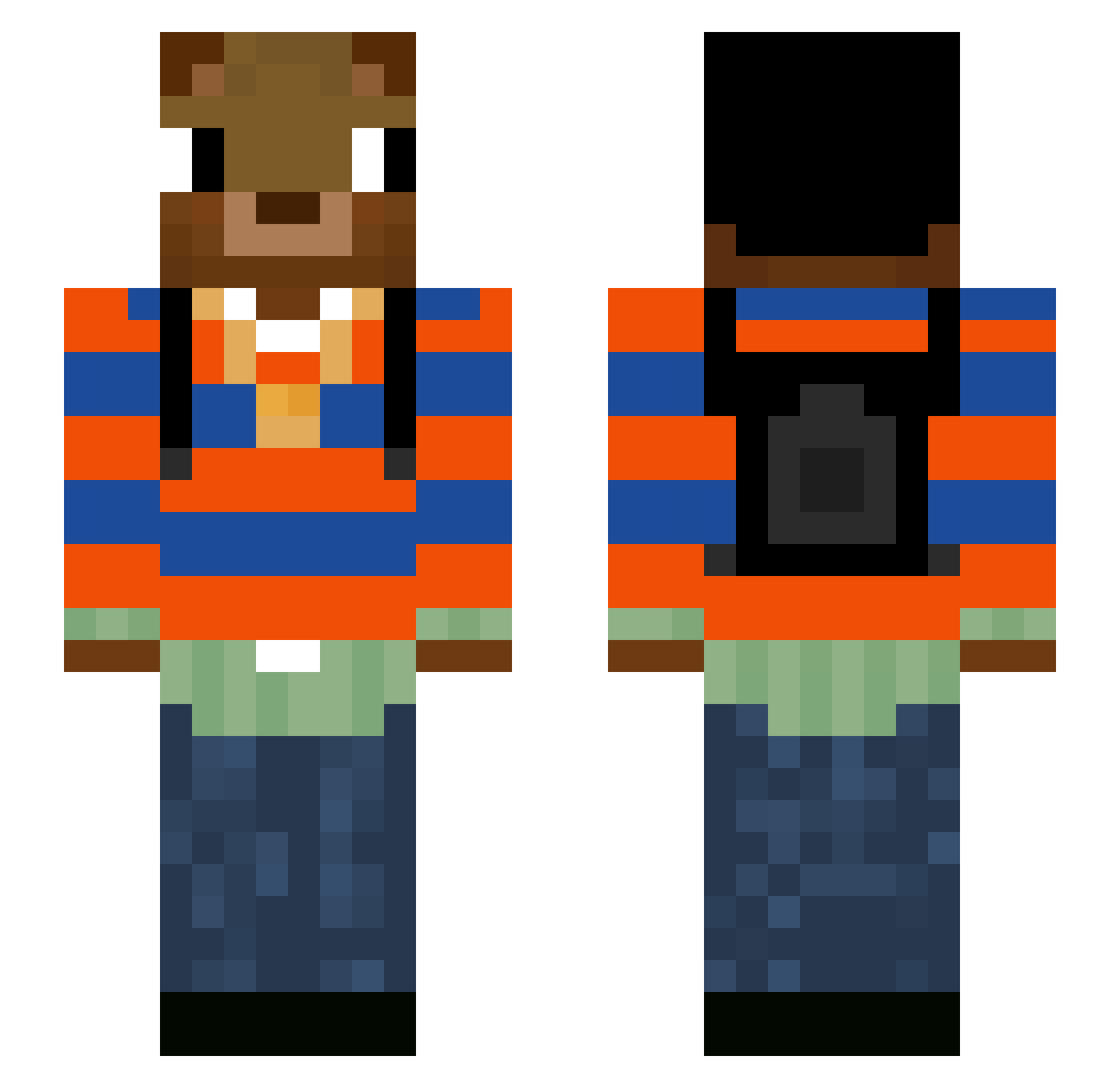 hutdogwater Minecraft skin, front and back view