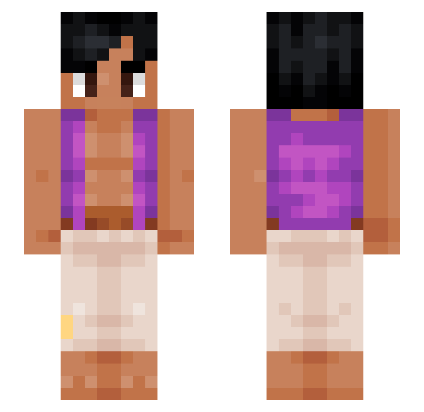 realUslss Minecraft skin, front and back view