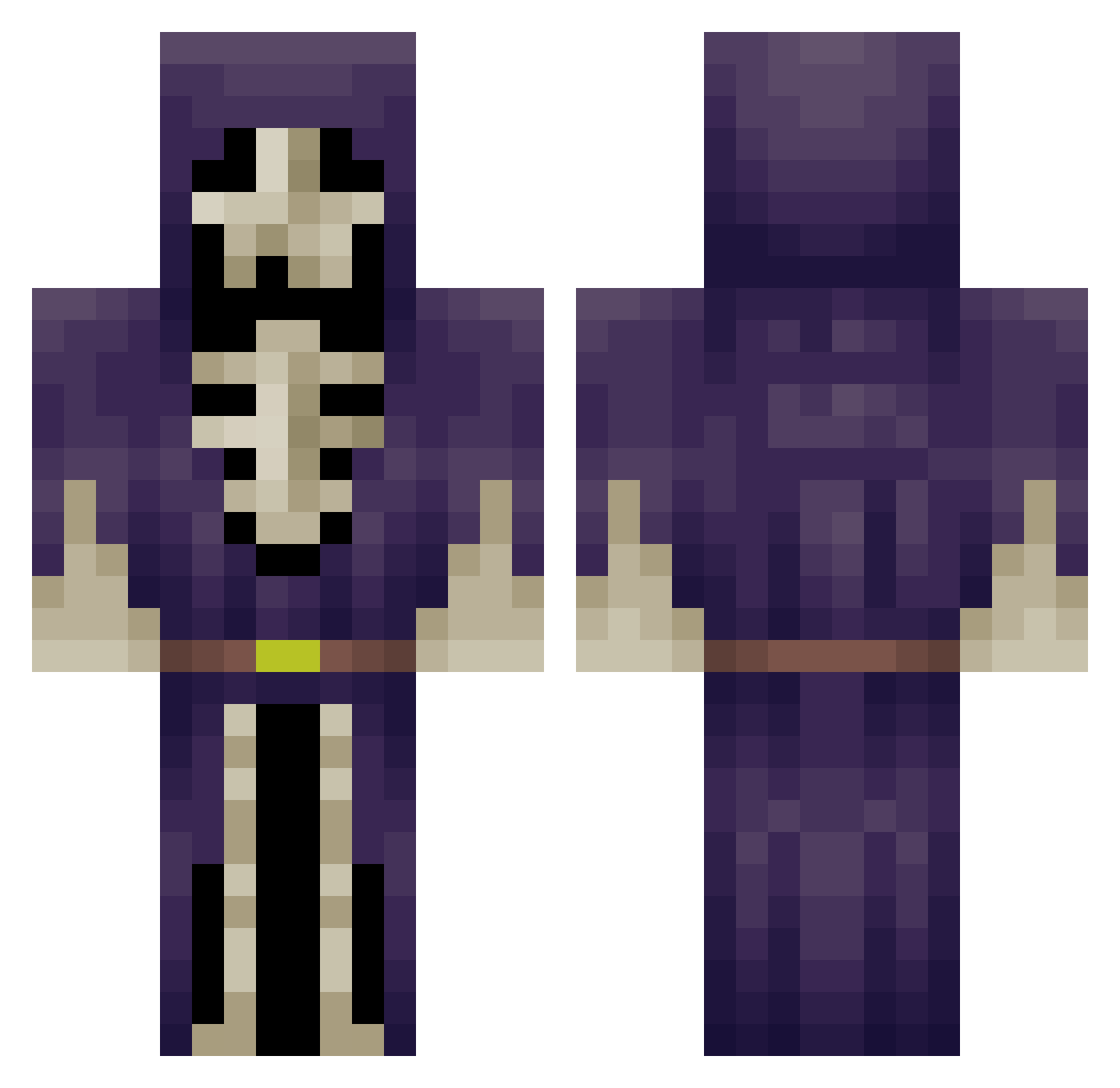 Caqan Minecraft skin, front and back view