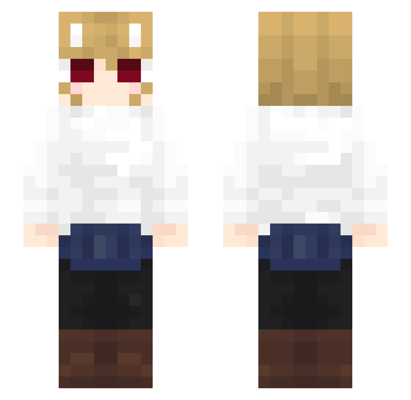 sjelter Minecraft skin, front and back view