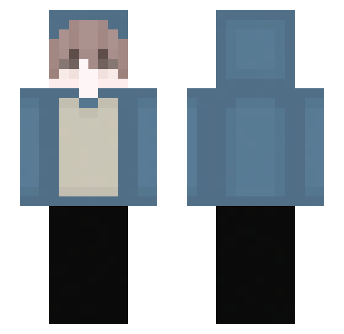 UnqX Minecraft skin, front and back view
