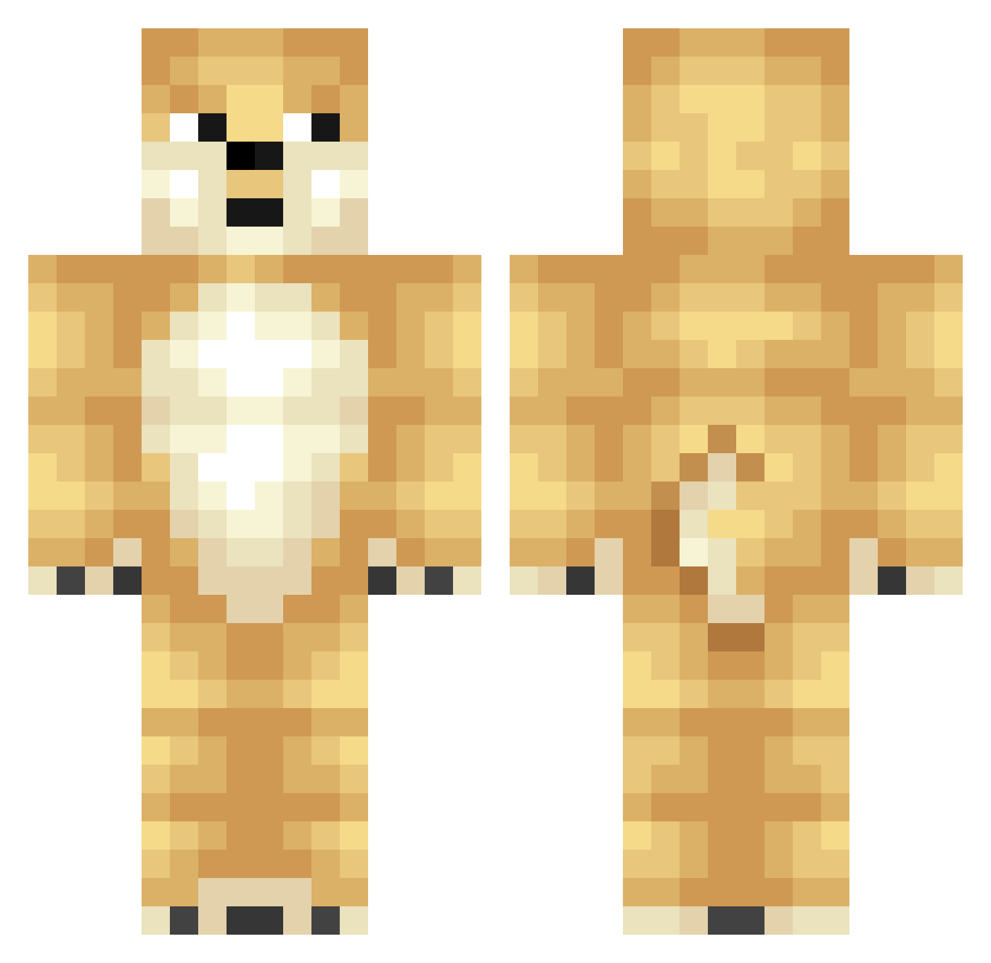 ToastersForSale Minecraft skin, front and back view