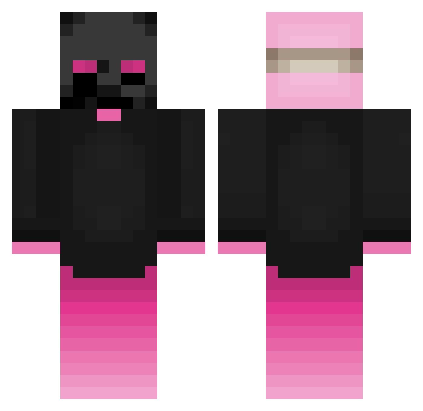 qkoin Minecraft skin, front and back view