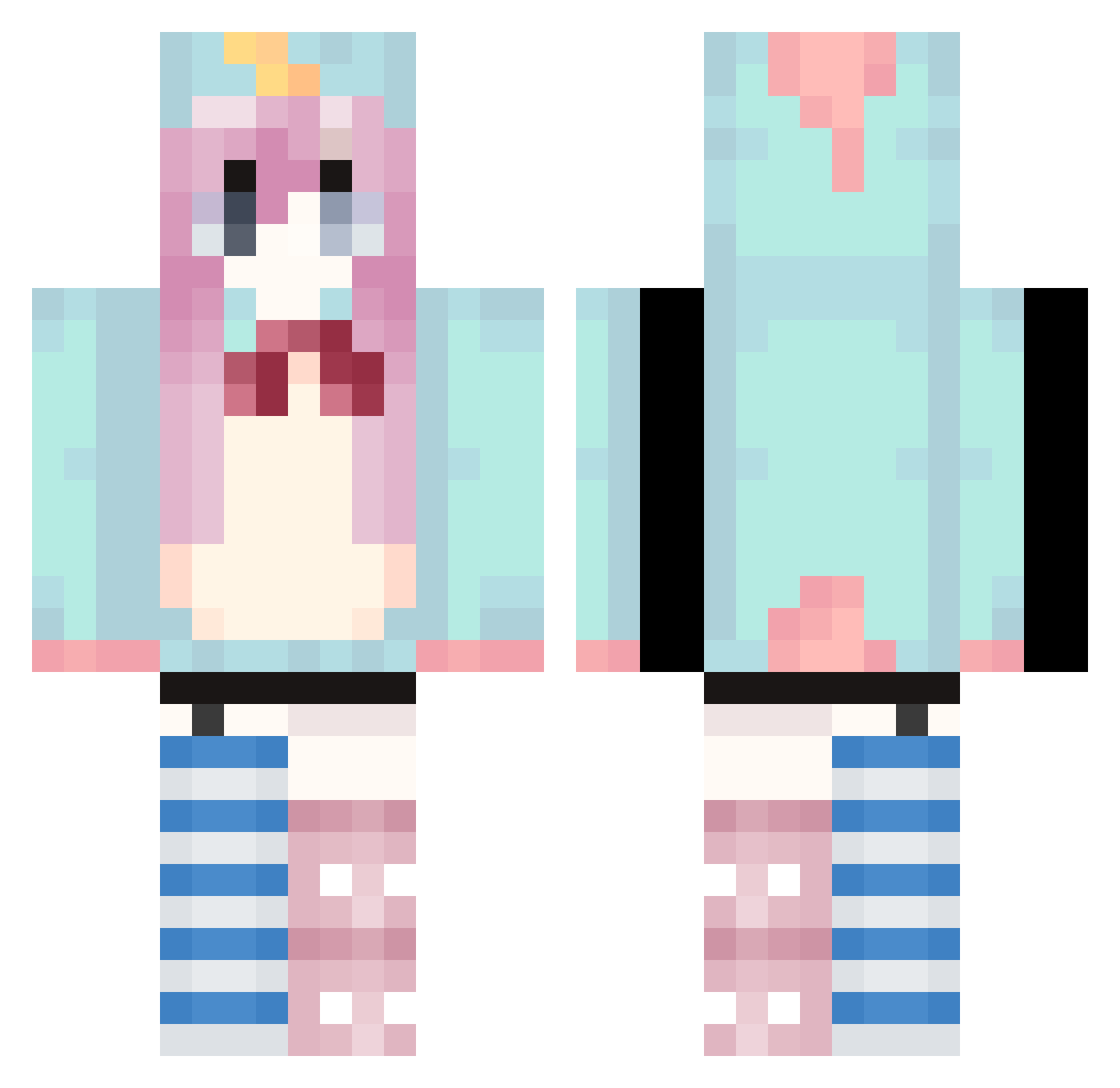 Sophie77Sophia Minecraft skin, front and back view