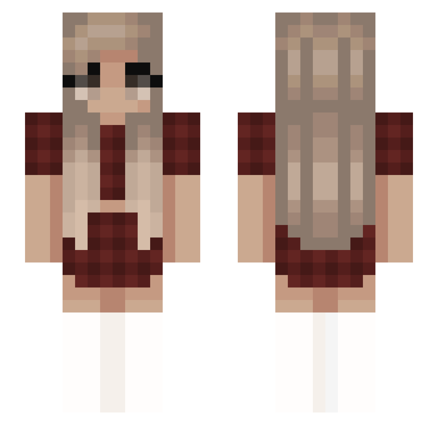 Arete Minecraft skin, front and back view