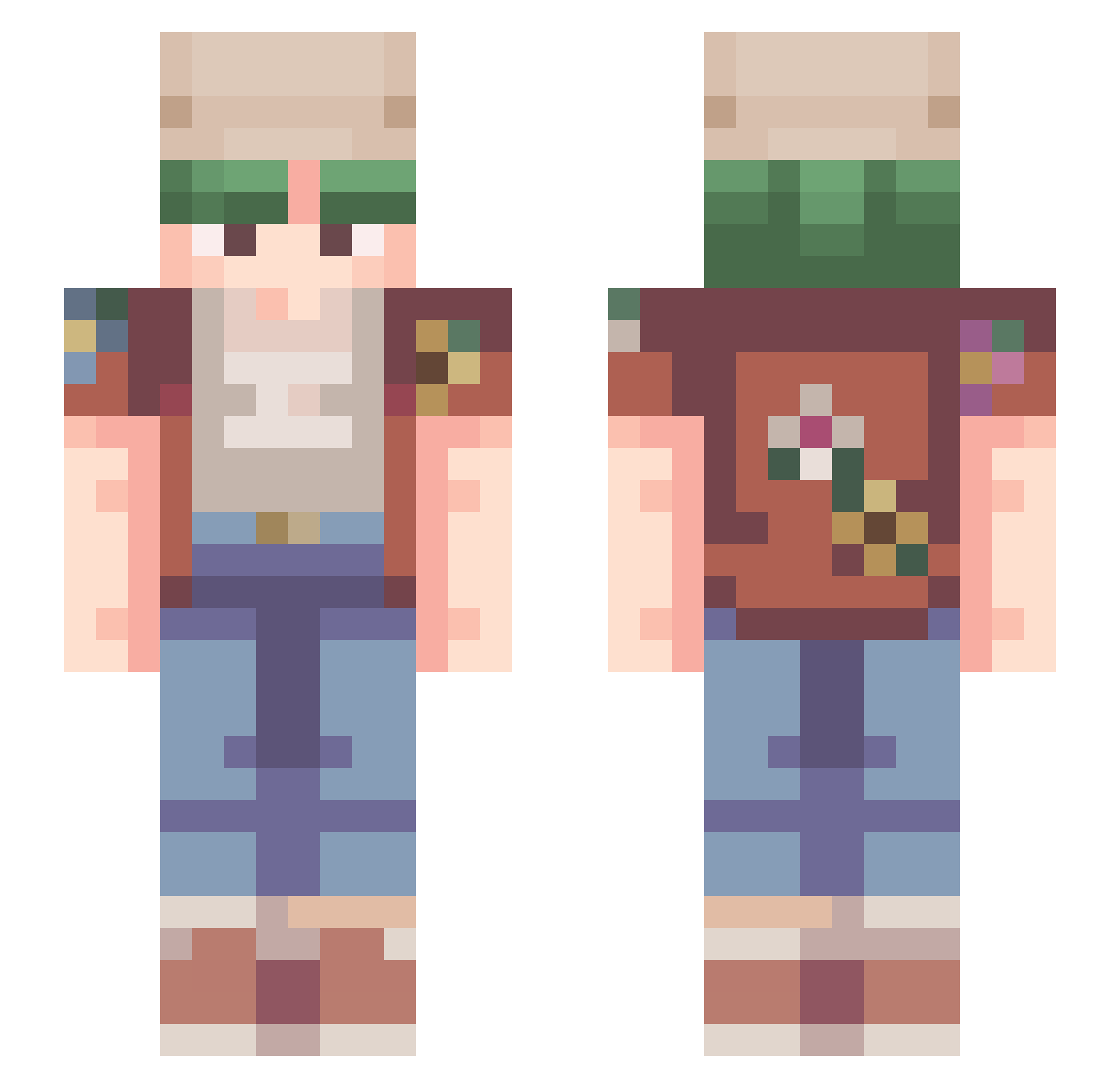 Caresse Minecraft skin, front and back view