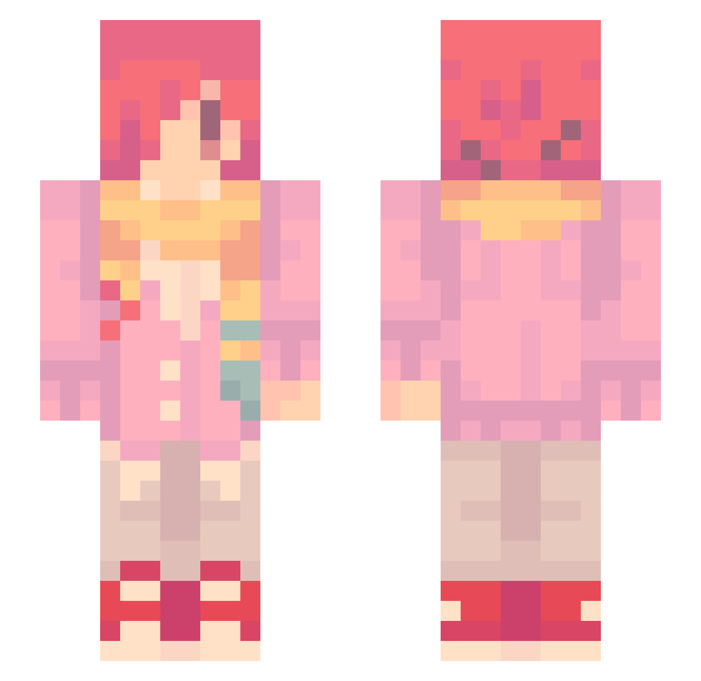 renguro Minecraft skin, front and back view