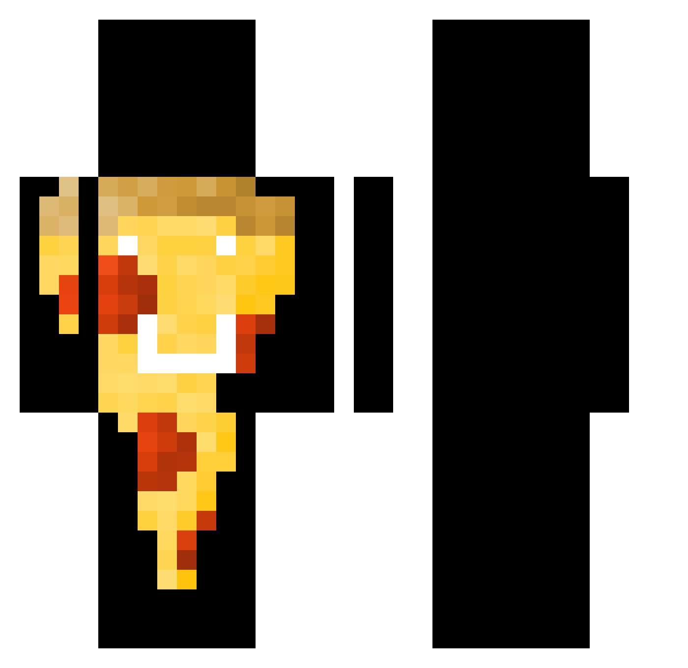 Pizzaur Minecraft skin, front and back view