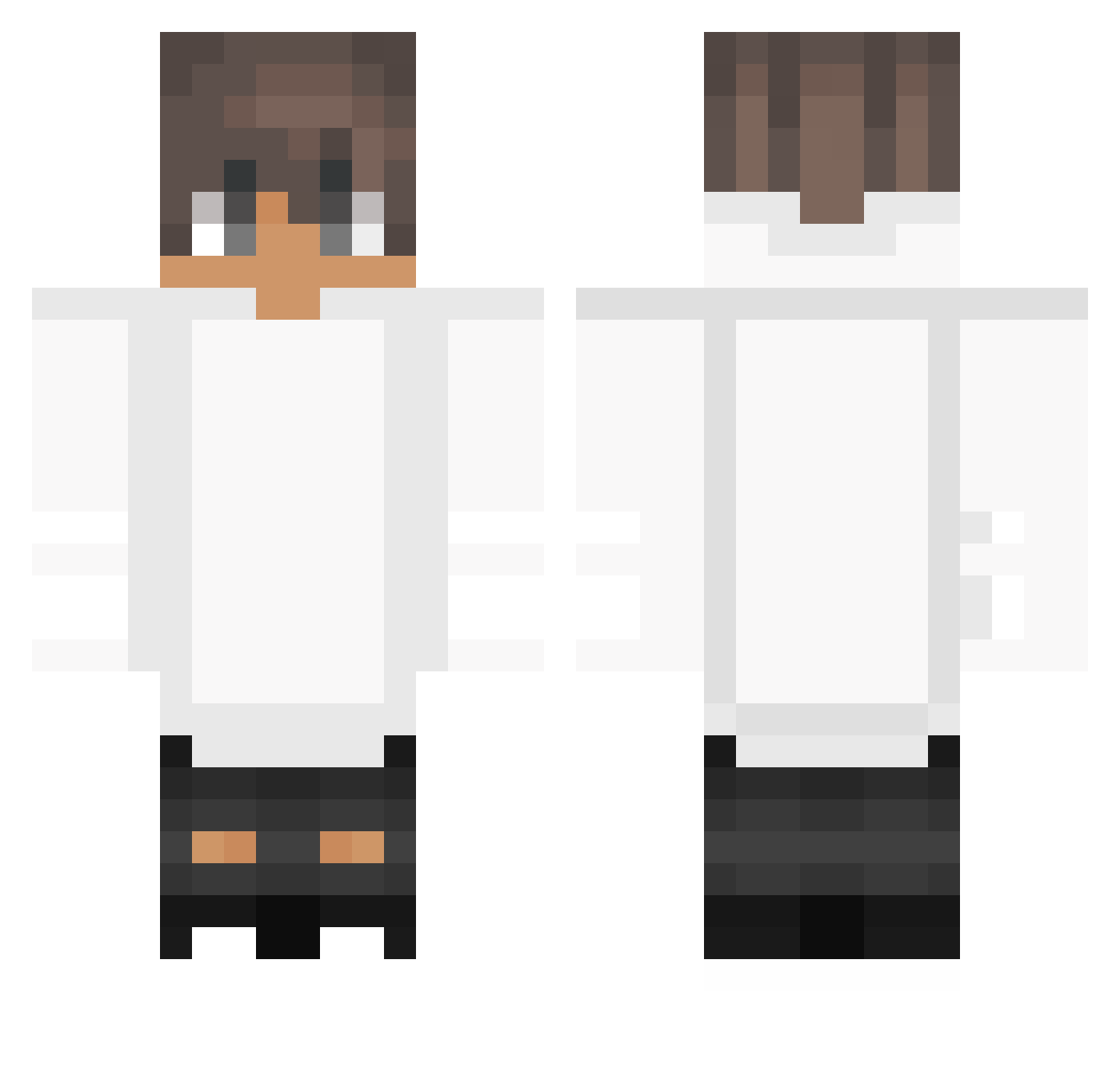 xImDru Minecraft skin, front and back view