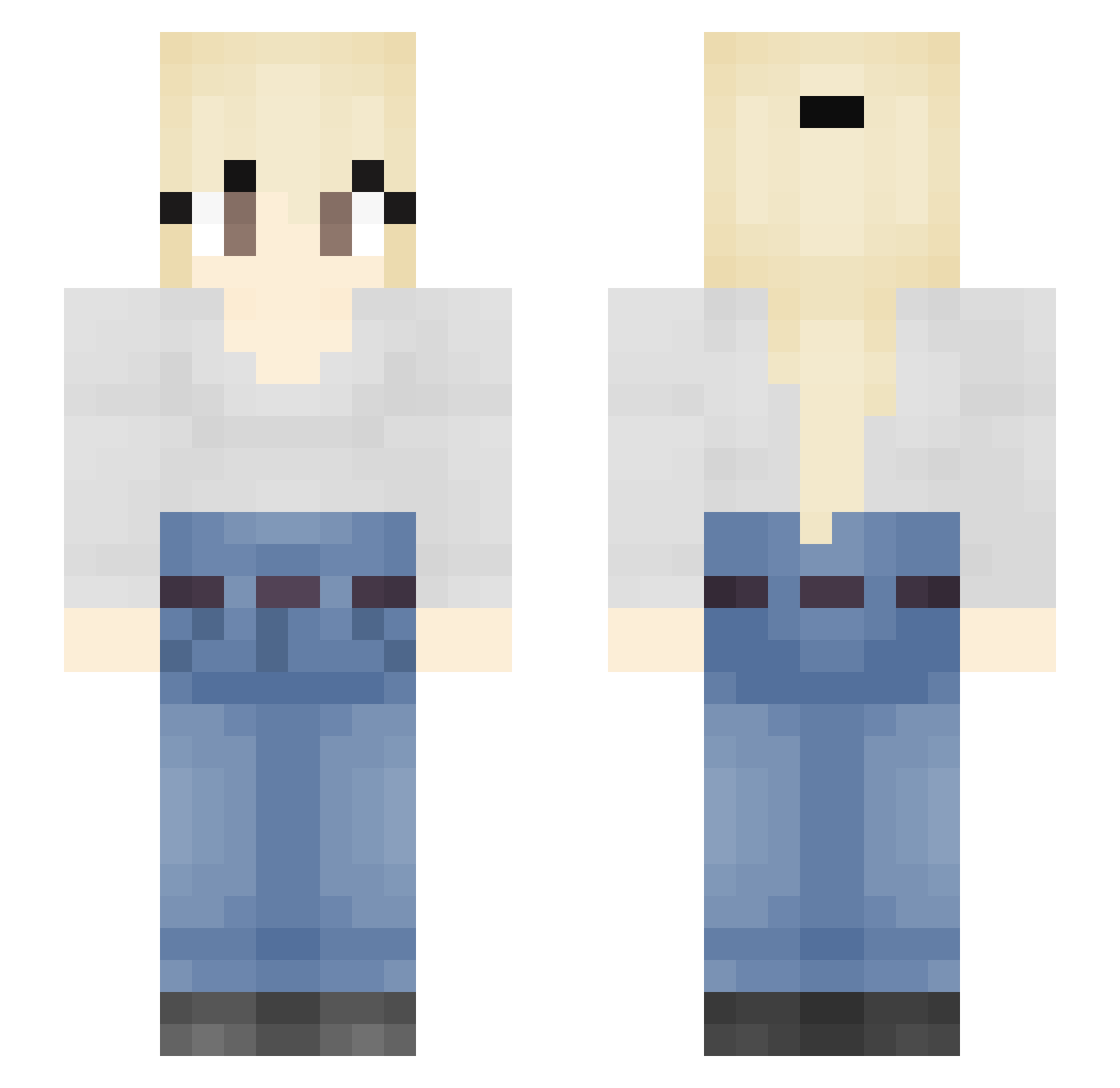 SnowyDND Minecraft skin, front and back view