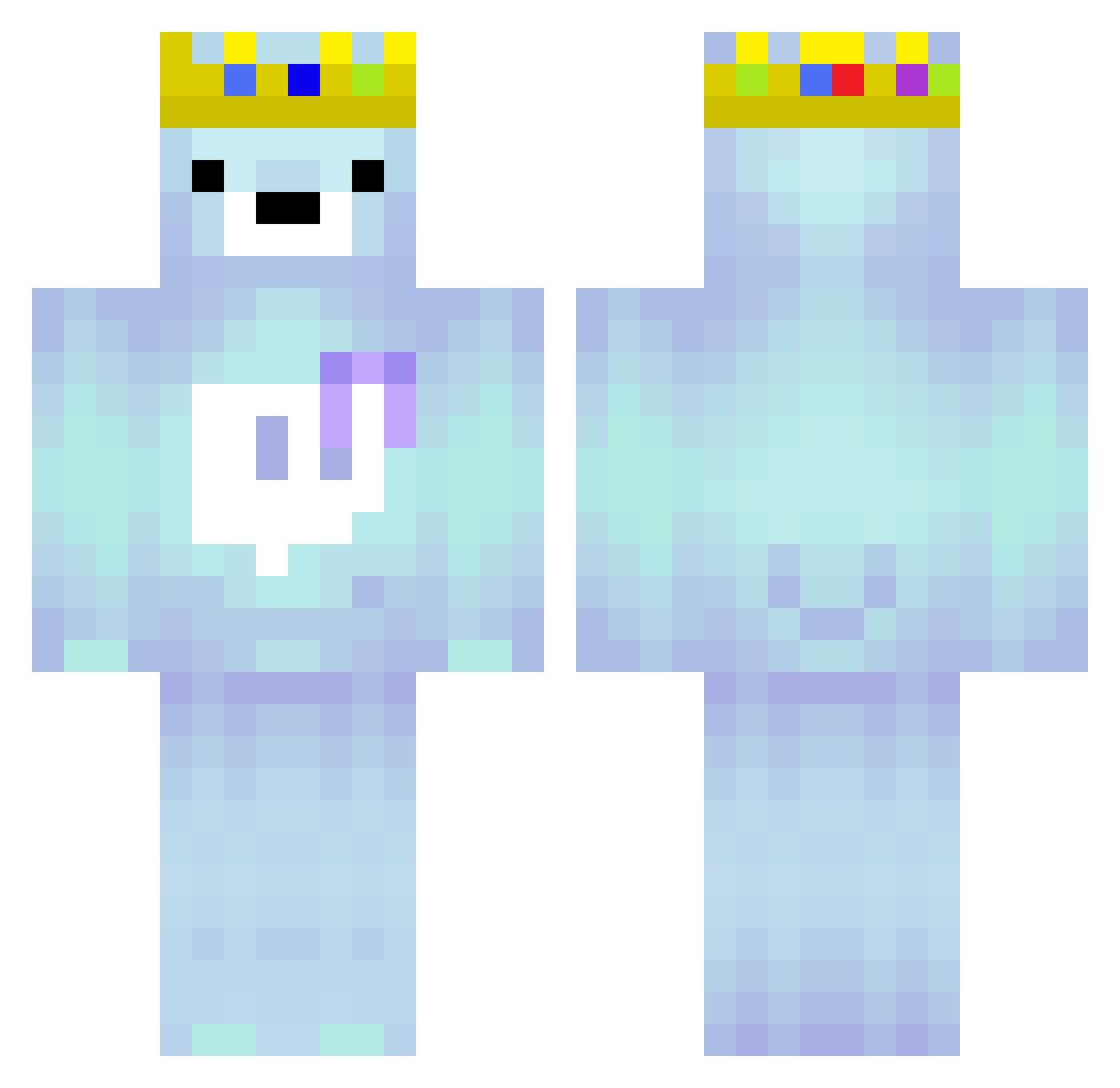 Antifu Minecraft skin, front and back view
