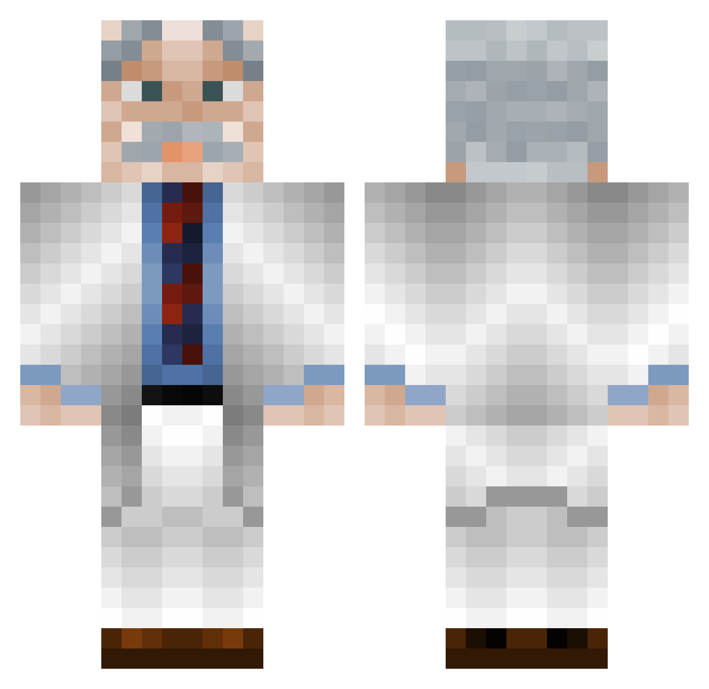 injxcted Minecraft skin, front and back view