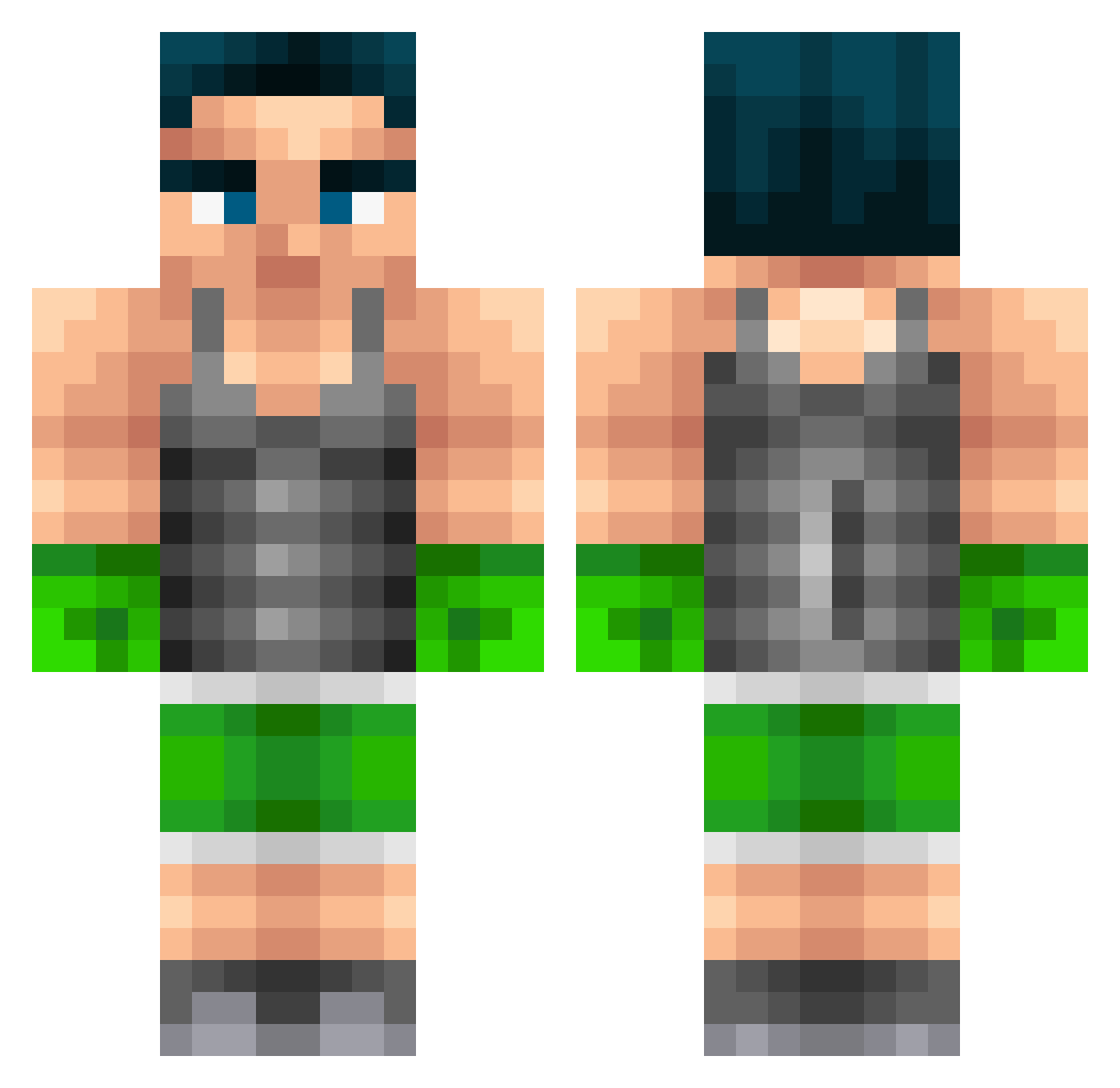 YeetSeeker Minecraft skin, front and back view