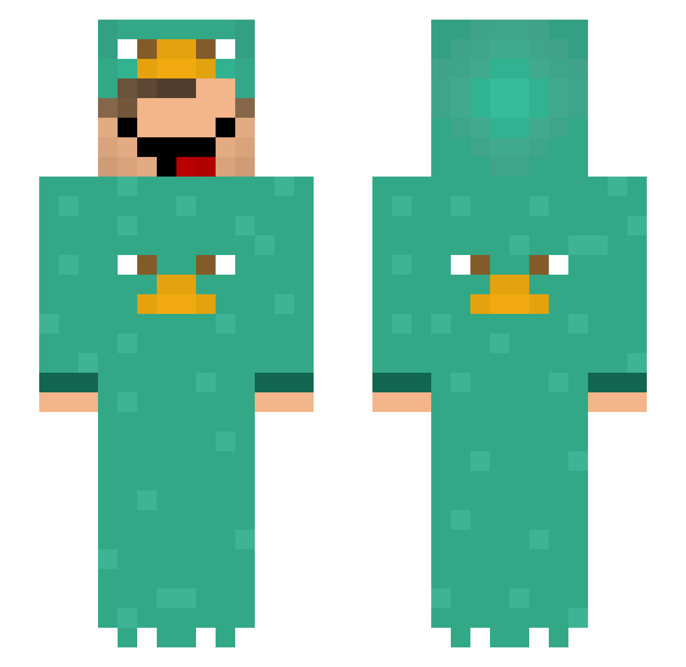 Tomobooster Minecraft skin, front and back view