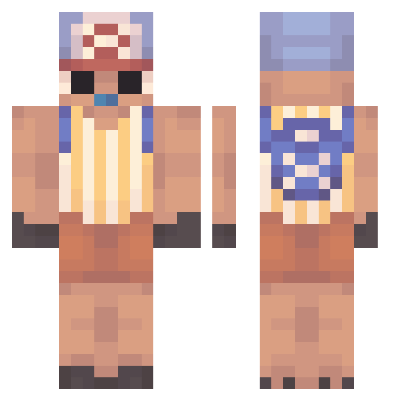 B3njahh Minecraft skin, front and back view