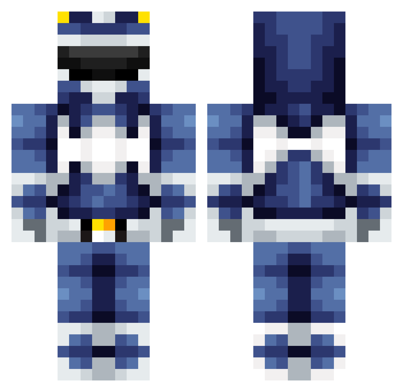 TDxHD Minecraft skin, front and back view